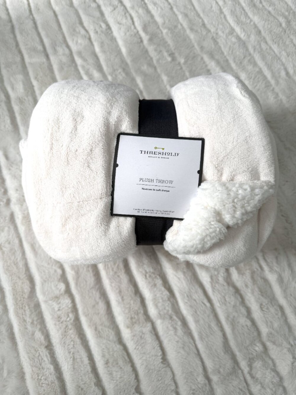 NWT Threshold Plush Throw Blanket (Ivory)